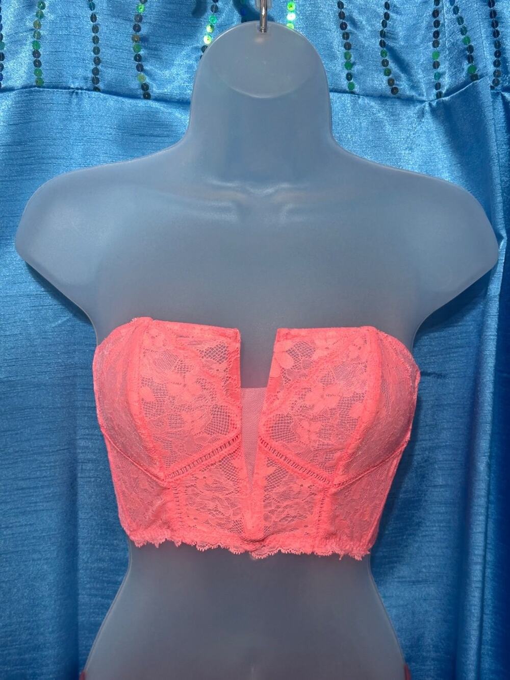 Victoria's Secret Corset Crop Top Bra Dream Angels Womens XS Pink Body Boning